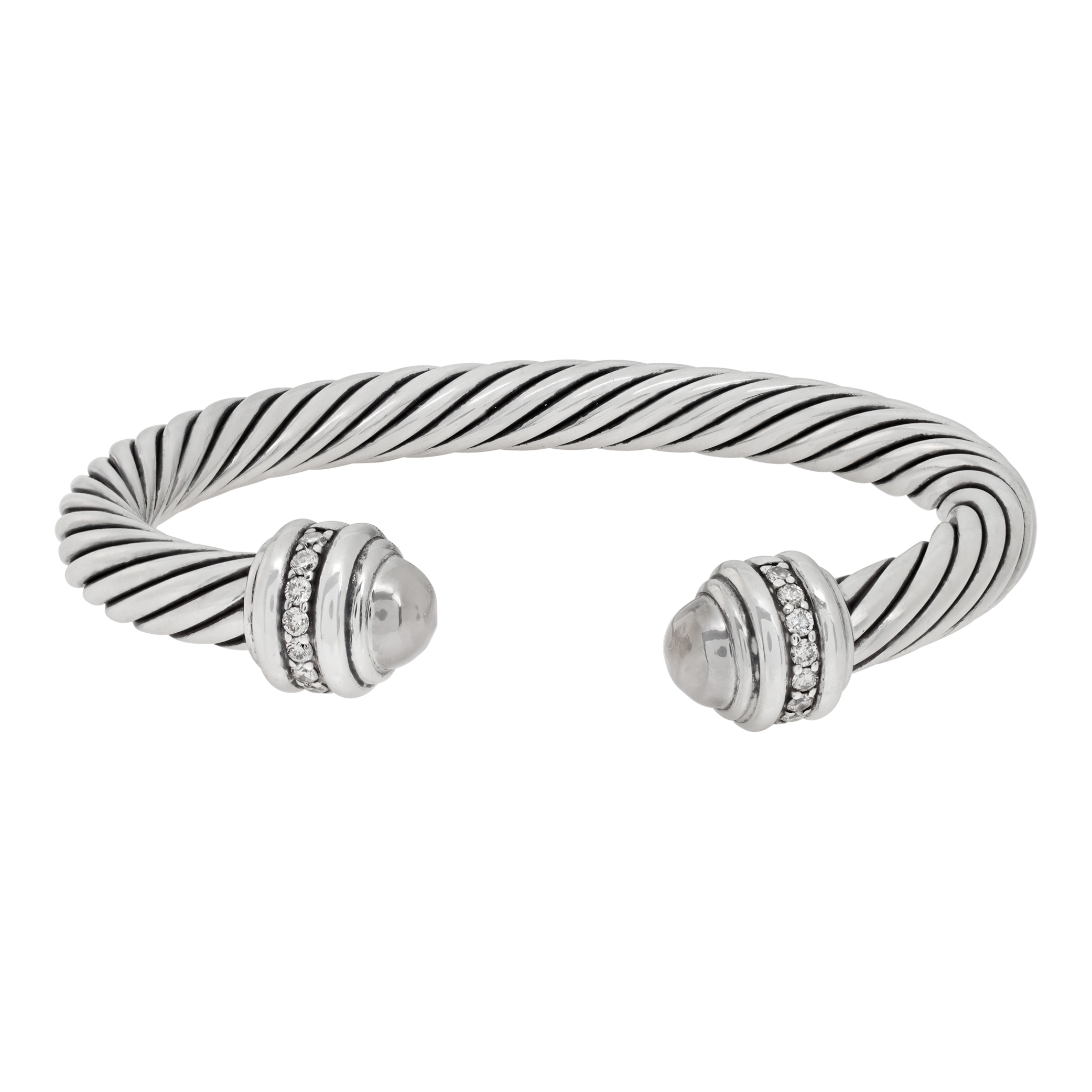 David Yurman sterling silver cable bracelet with diamonds