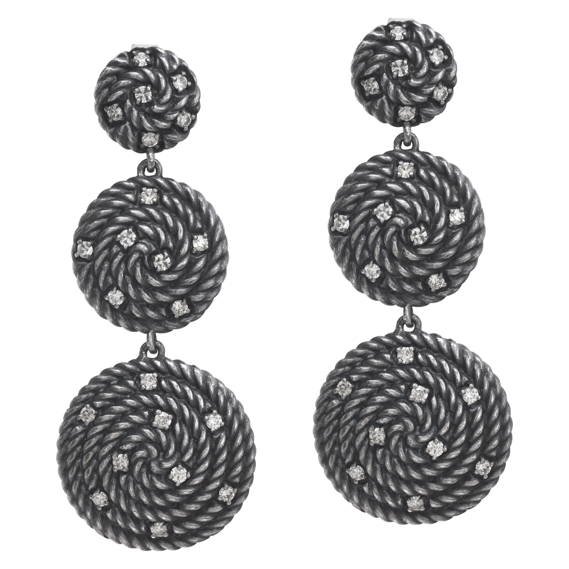 David Yurman coil earrings in sterling silver with diamonds