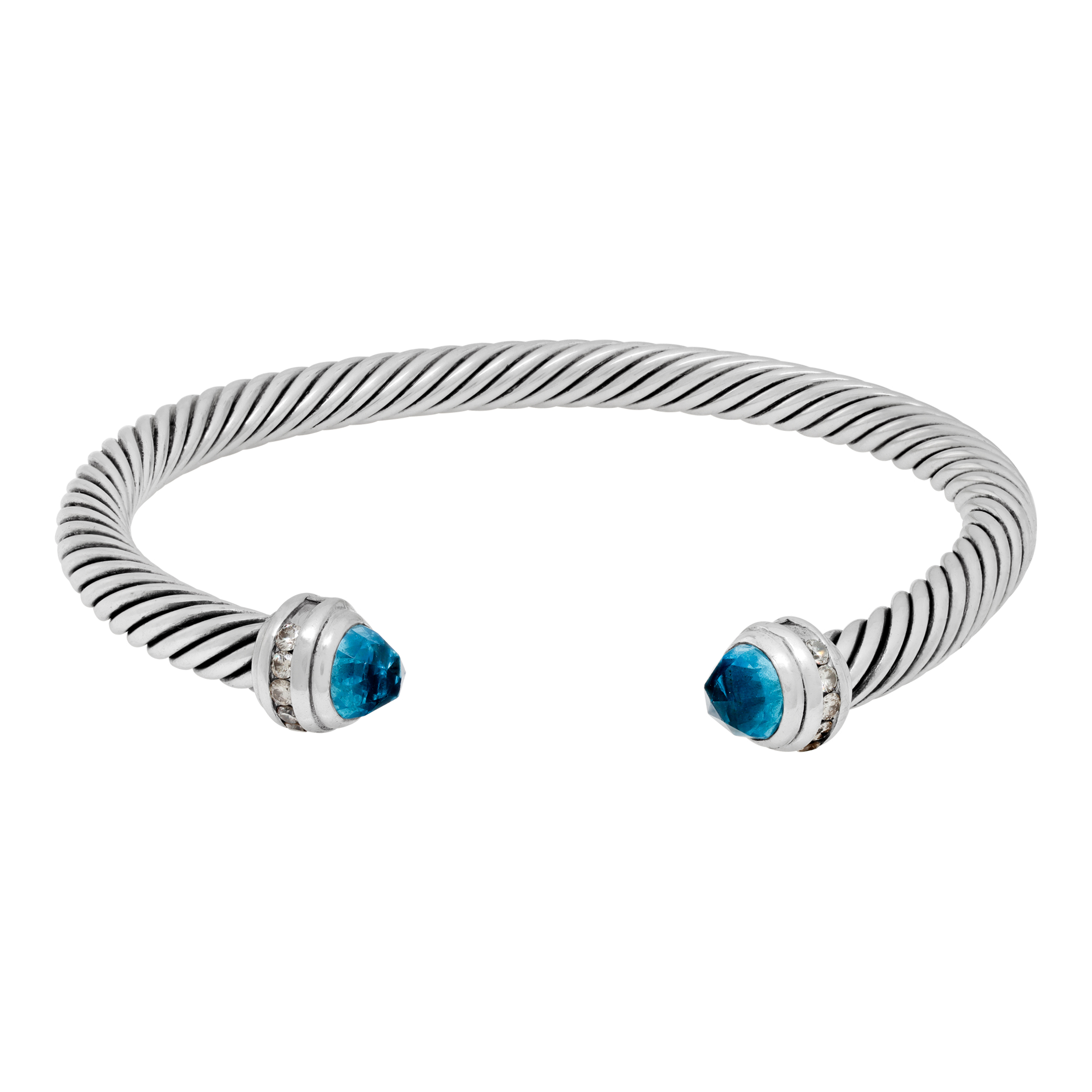 David Yurman cable bracelets in sterling silver with topaz & diamonds