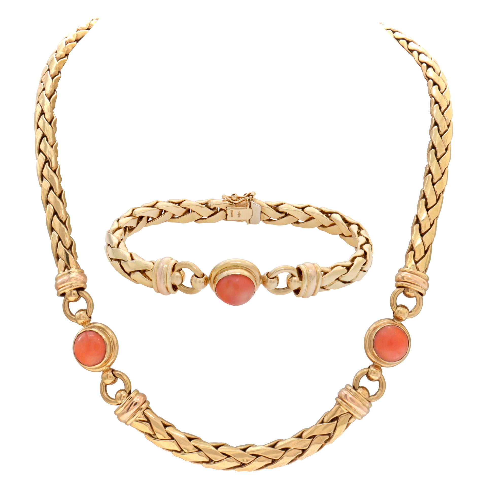 18k yellow gold necklace and braclet set