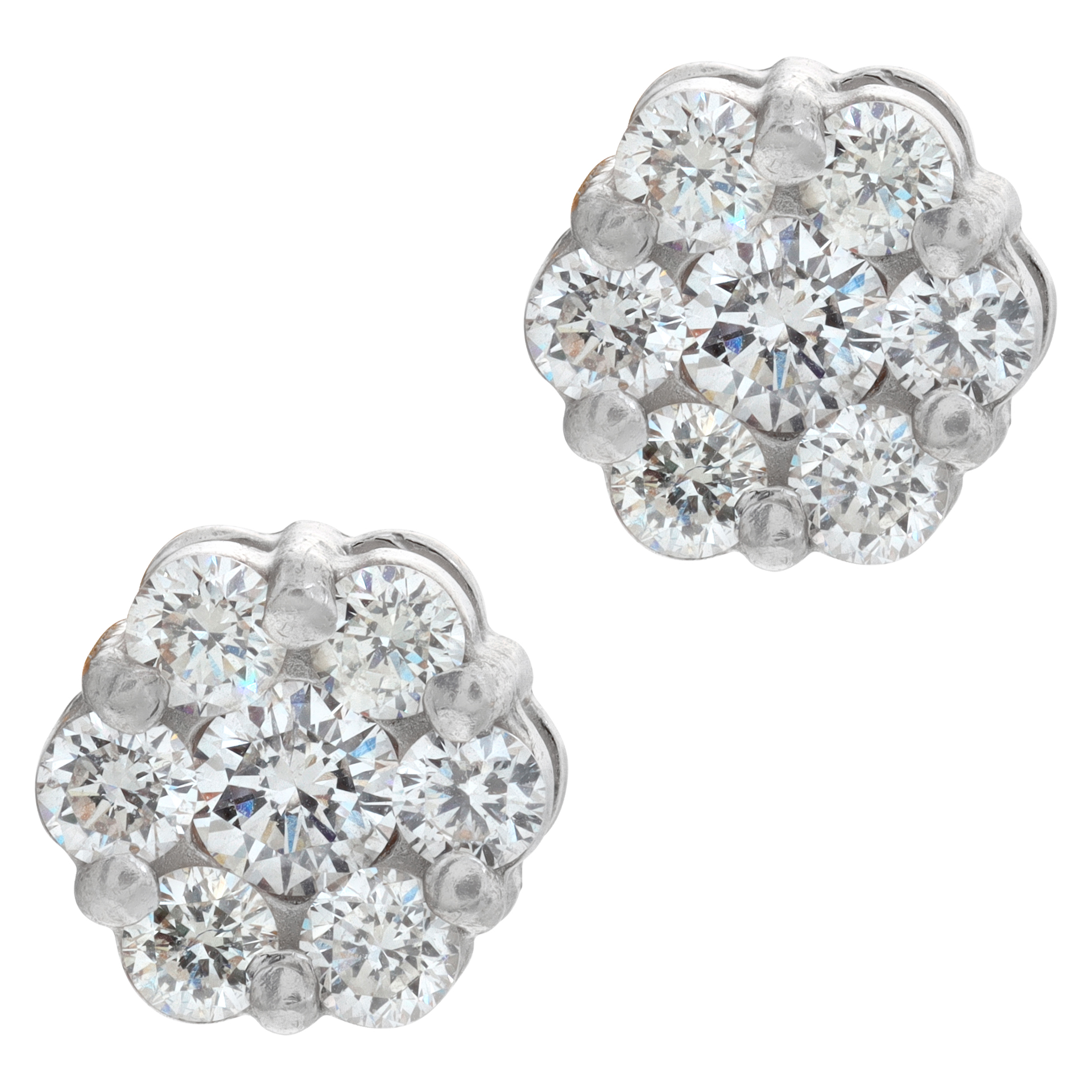 Flower set diamond earrings in 14k with approx 0.60 cts of G-H color