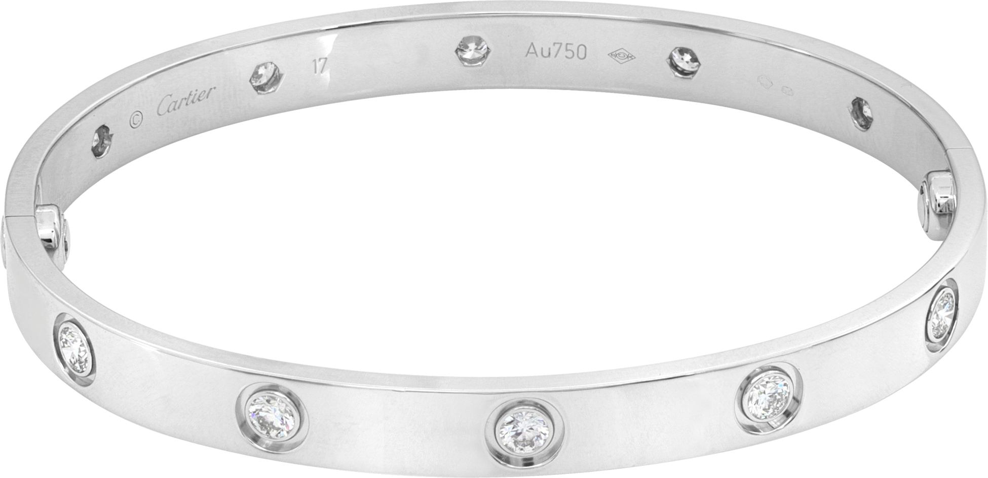 Cartier Love braclet with 10 diamonds in 18k white gold size 17 (Stones)