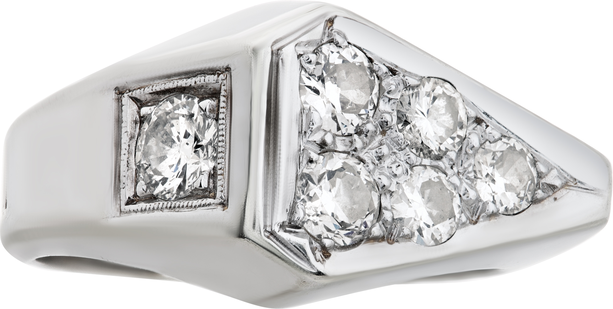 Unisex 14k white gold ring with diamonds