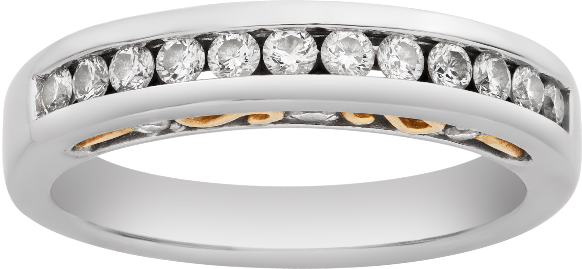 14k white gold diamond ring with approximately 0.5 carat in round brilliant cut diamonds