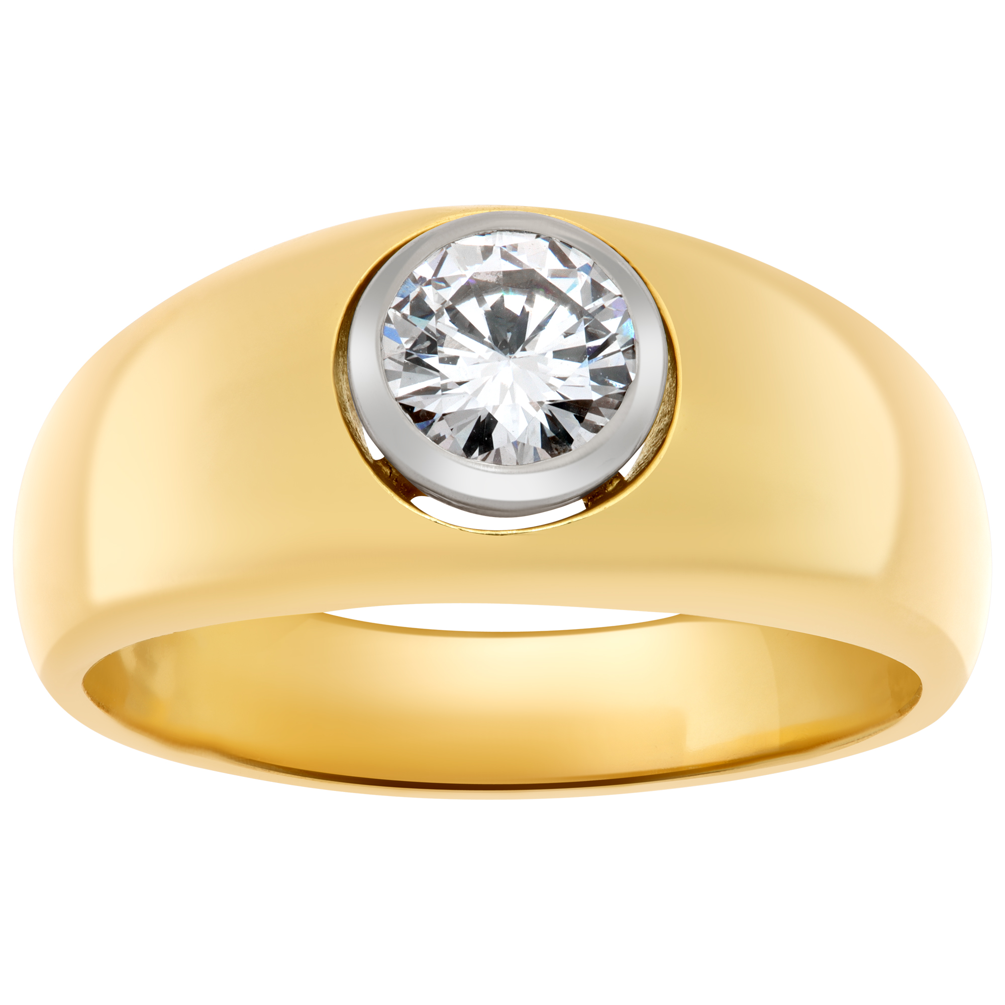 Gents bezel set diamond ring in 18k yellow gold (Stones)