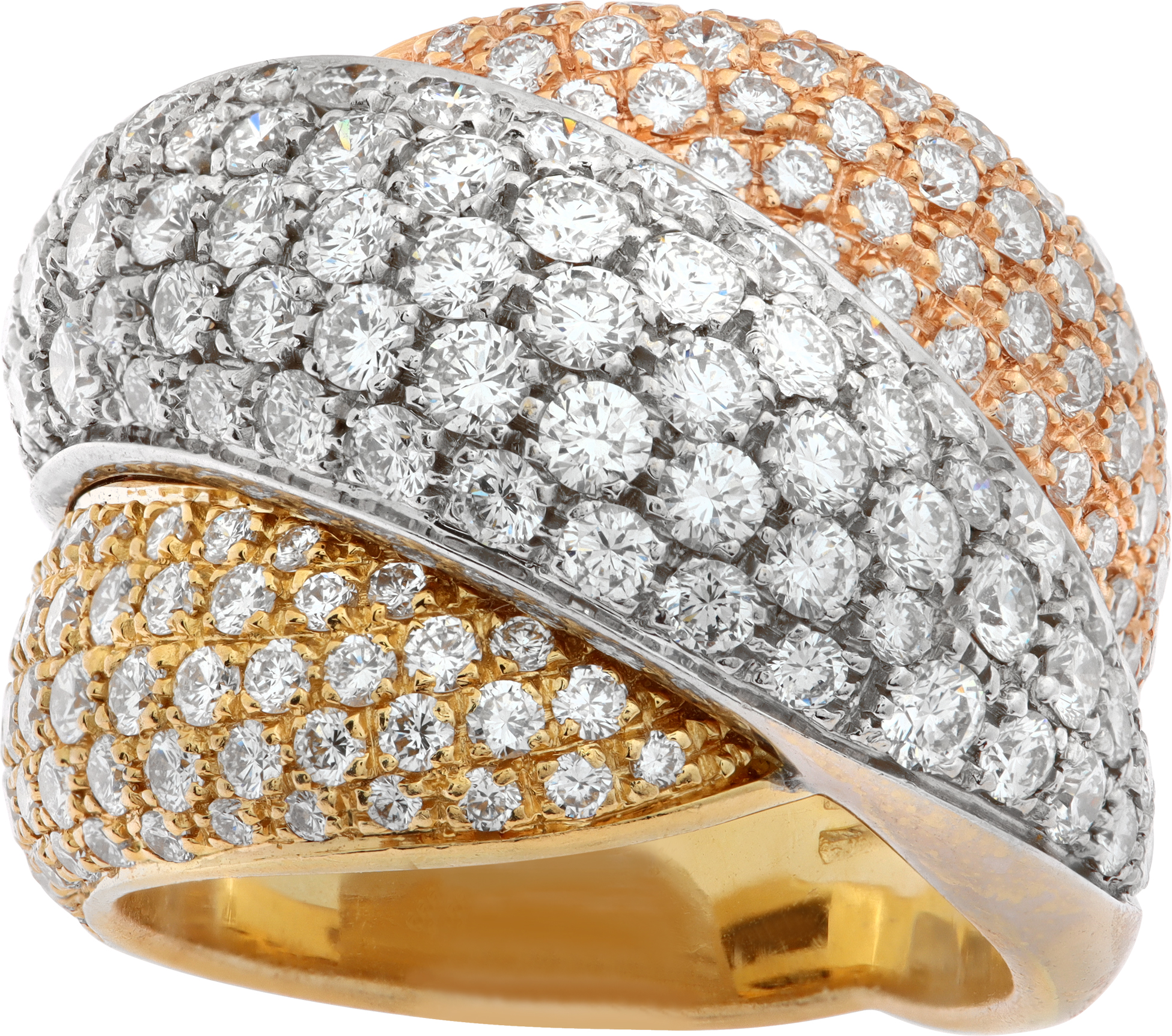 Damiani Gomitolo diamond ring in 18k white yellow and rose gold