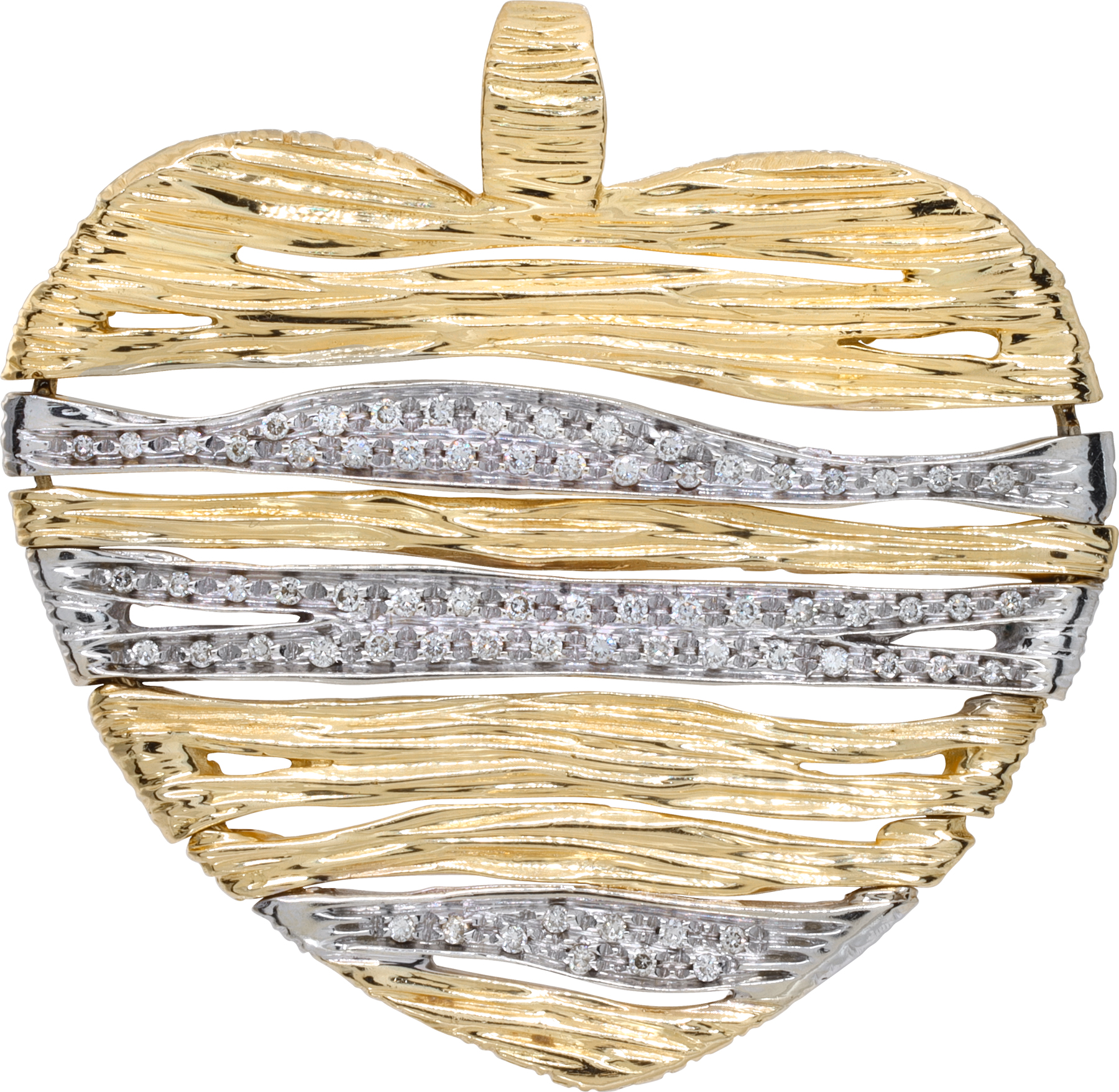 Roberto Coin Elephant Skin collection, diamonds heart pendant in 18k yellow gold.