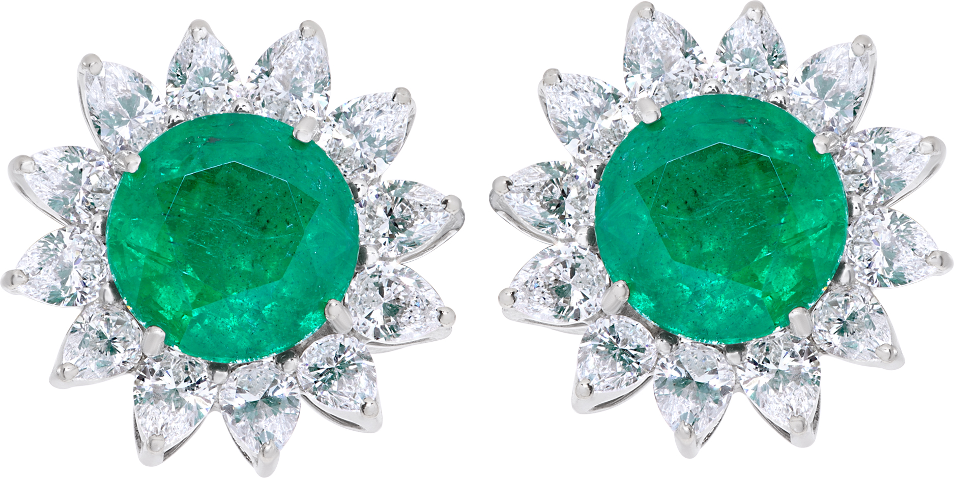 Zambian emerald and diamond earrings in 18k white gold