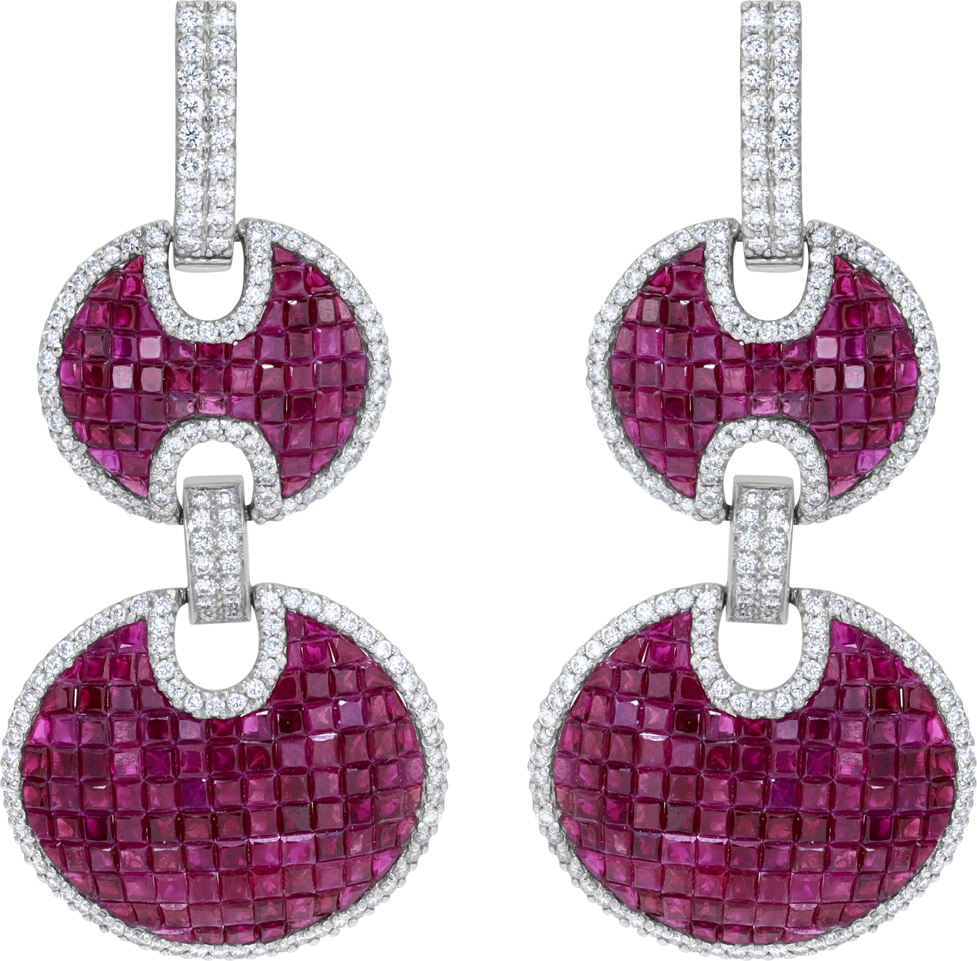 Burma ruby & diamond earrings in 18k white gold