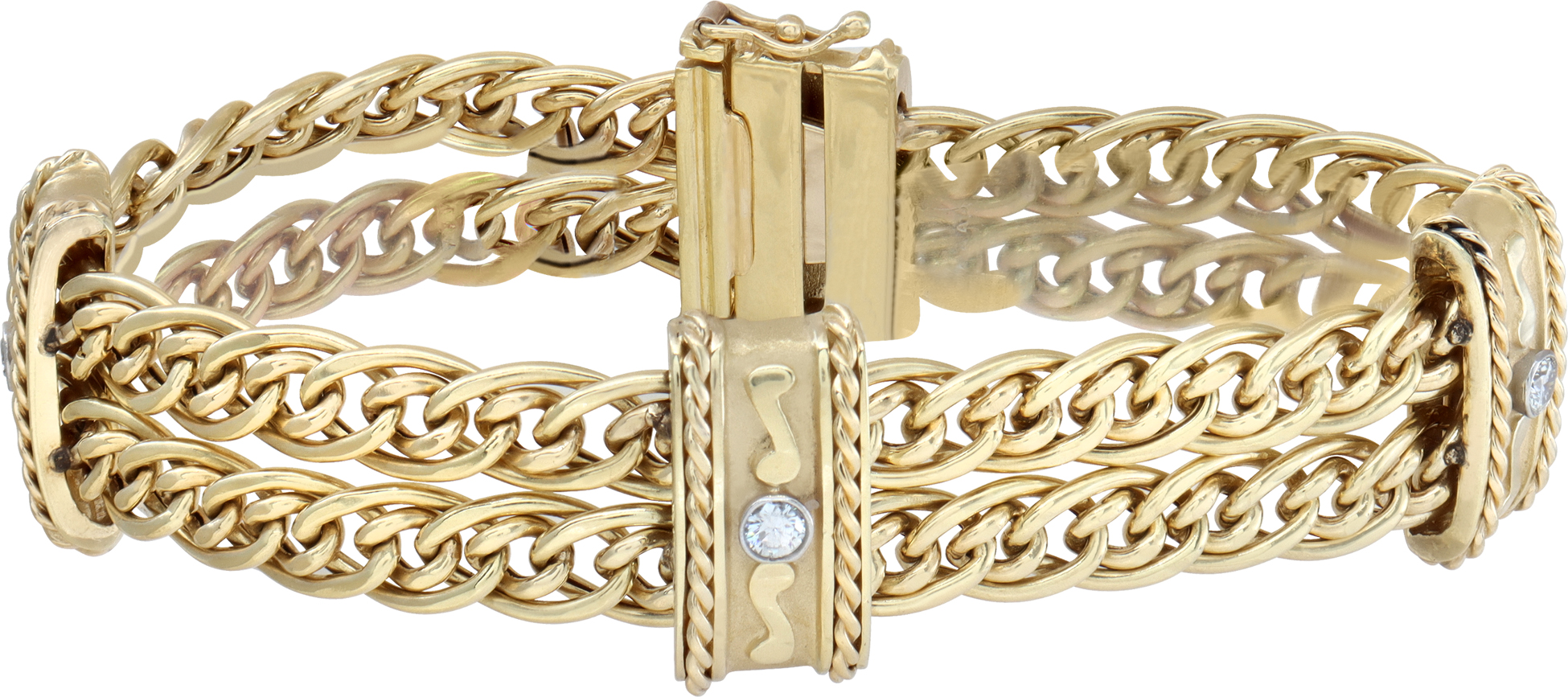 Etruscan revival 18k gold & diamond bracelet
