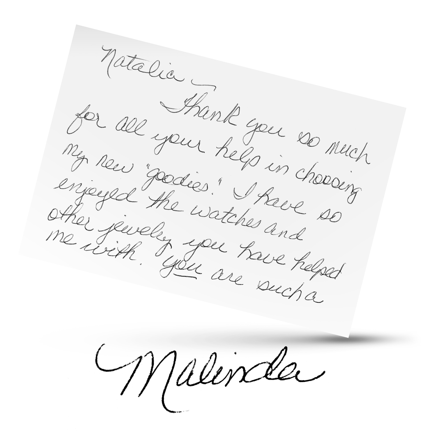 Malinda's Testimonial Card