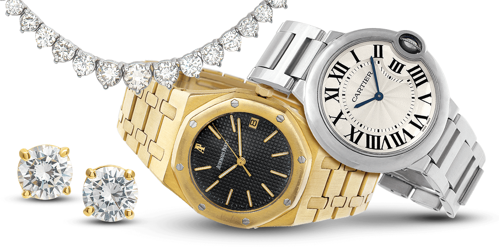used audemars piguet watches offshore, cartier ballon bleu sale of diamond ring and necklace
